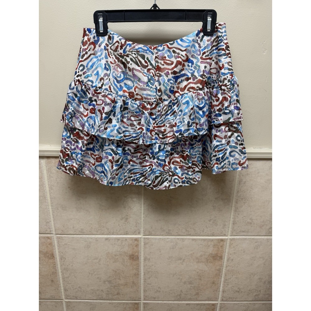 Amanda Uprichard Lavera Ruffled Skort Multicolor Abstract Print Mini Skirt M - Picture 5 of 12
